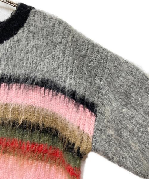 MAISON SPECIAL（メゾンスペシャル）MAISON SPECIAL (メゾンスペシャル) Multi Border Short Length Knit Tops(マルチ ボーダー ショート レングス ニット トップス) ピンク サイズ:Freeの古着・服飾アイテム