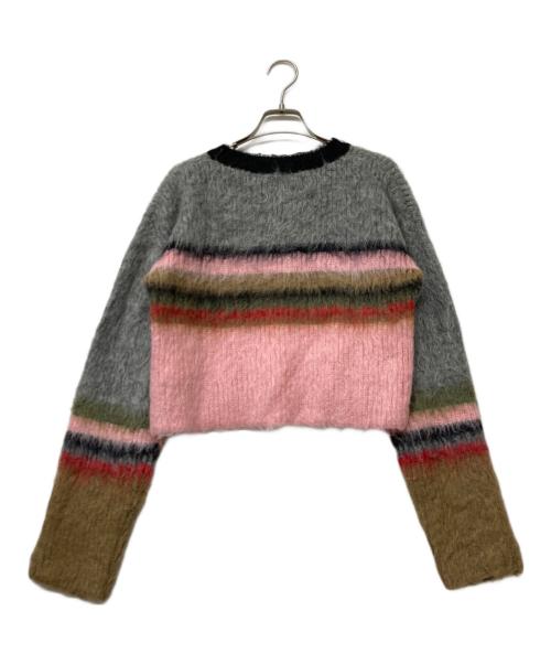 MAISON SPECIAL（メゾンスペシャル）MAISON SPECIAL (メゾンスペシャル) Multi Border Short Length Knit Tops(マルチ ボーダー ショート レングス ニット トップス) ピンク サイズ:Freeの古着・服飾アイテム