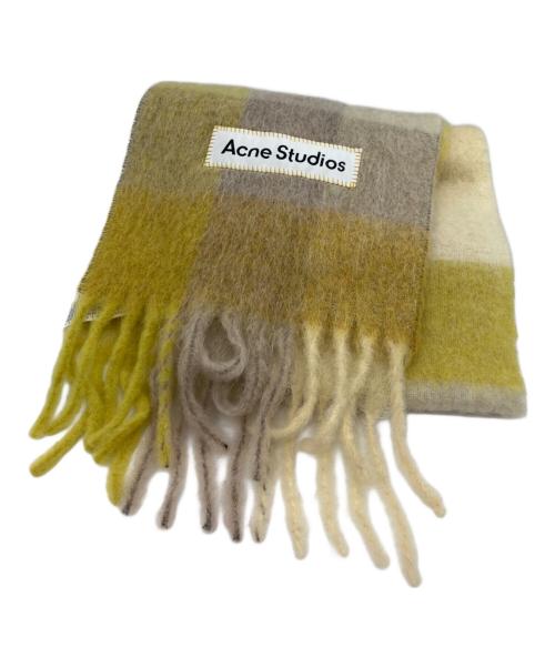 Acne studios（アクネ ストゥディオス）Acne studios (アクネ ストゥディオス) モヘアチェックスカーフ イエローの古着・服飾アイテム