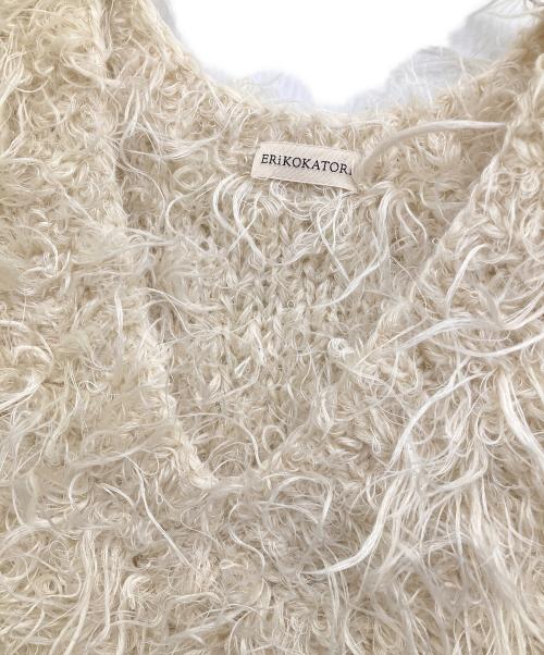 ERiKOKATORi（エリコカトリ）ERiKOKATORi (エリコカトリ) モヘヤシャギーニットベスト アイボリー サイズ:Fの古着・服飾アイテム