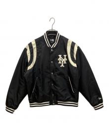 New Era（ニューエラ）の古着「Cooperstownバーシティーナイロンジャケット　ニューヨーク・メッツ　スタジャン」｜ブラック