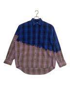 VETEMENTSヴェトモン）の古着「BLEACHED FLANNEL SHIRT」｜ブルー×ピンク