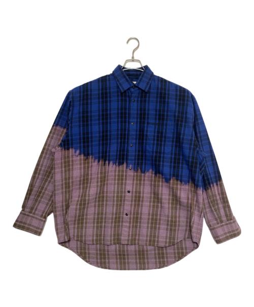 VETEMENTS（ヴェトモン）VETEMENTS (ヴェトモン) BLEACHED FLANNEL SHIRT ブルー×ピンク サイズ:XSの古着・服飾アイテム
