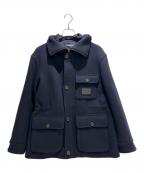 EMPORIO ARMANIエンポリオ アルマーニ）の古着「Hooded blouson in wool cloth フード付きブルゾン ウールクロス」｜ネイビー