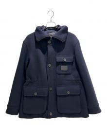 EMPORIO ARMANI（エンポリオ アルマーニ）の古着「Hooded blouson in wool cloth フード付きブルゾン ウールクロス」｜ネイビー