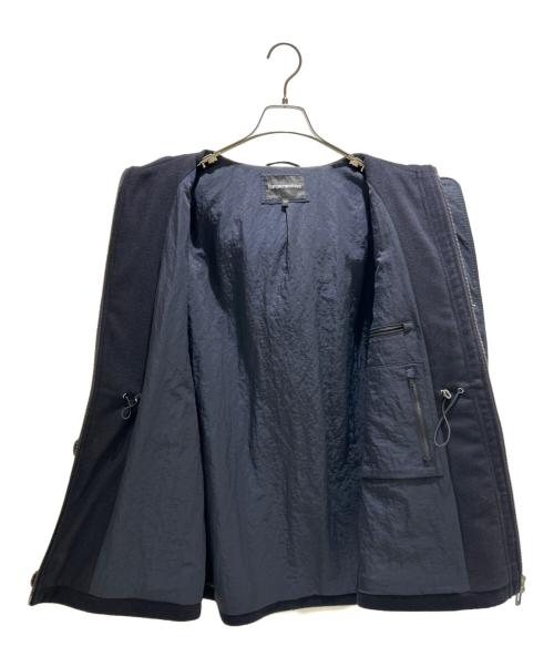 EMPORIO ARMANI（エンポリオ アルマーニ）EMPORIO ARMANI (エンポリオ アルマーニ) Hooded blouson in wool cloth フード付きブルゾン ウールクロス ネイビー サイズ:44の古着・服飾アイテム