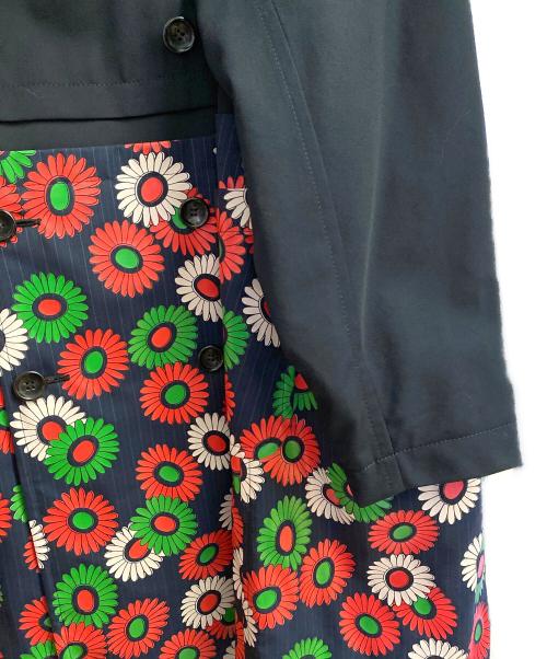 COMME des GARCONS HOMME PLUS（コムデギャルソンオムプリュス）COMME des GARCONS HOMME PLUS (コムデギャルソンオムプリュス) フラワードッキング 丸襟コート ネイビー×レッド サイズ:ＸＳの古着・服飾アイテム