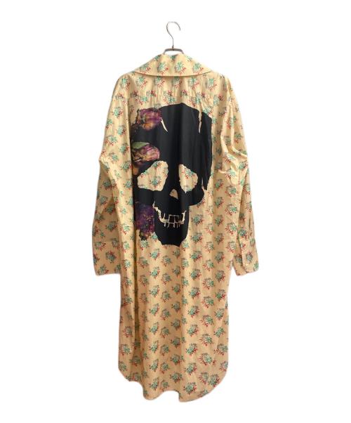 COMME des GARCONS HOMME PLUS（コムデギャルソンオムプリュス）COMME des GARCONS HOMME PLUS (コムデギャルソンオムプリュス) フラワースカルプリント 丸襟 ロングシャツ ベージュ×レッド サイズ:Ｓの古着・服飾アイテム