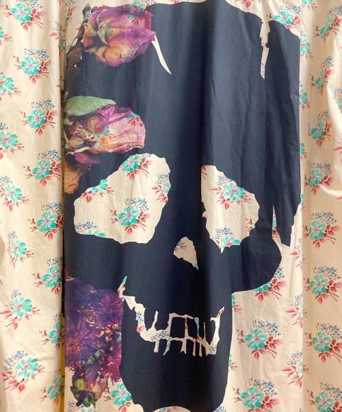 COMME des GARCONS HOMME PLUS（コムデギャルソンオムプリュス）COMME des GARCONS HOMME PLUS (コムデギャルソンオムプリュス) フラワースカルプリント 丸襟 ロングシャツ ベージュ×レッド サイズ:Ｓの古着・服飾アイテム