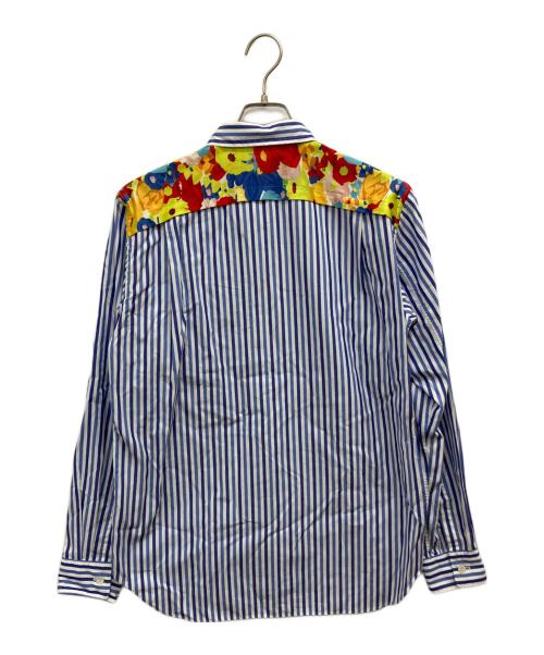 COMME des GARCONS HOMME PLUS（コムデギャルソンオムプリュス）COMME des GARCONS HOMME PLUS (コムデギャルソンオムプリュス) フラワーコンビネーションストライプシャツ ブルー×ホワイト サイズ:Sの古着・服飾アイテム