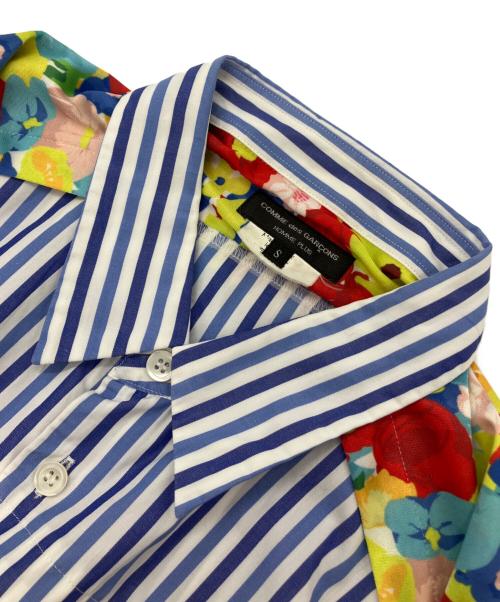 COMME des GARCONS HOMME PLUS（コムデギャルソンオムプリュス）COMME des GARCONS HOMME PLUS (コムデギャルソンオムプリュス) フラワーコンビネーションストライプシャツ ブルー×ホワイト サイズ:Sの古着・服飾アイテム