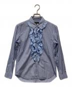COMME des GARCONS HOMME PLUSコムデギャルソンオムプリュス）の古着「ギンガムフリルドッキングストライプシャツ」｜ブルー×ホワイト