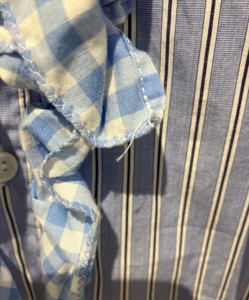 COMME des GARCONS HOMME PLUS（コムデギャルソンオムプリュス）COMME des GARCONS HOMME PLUS (コムデギャルソンオムプリュス) ギンガムフリルドッキングストライプシャツ ブルー×ホワイト サイズ:XSの古着・服飾アイテム