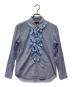 COMME des GARCONS HOMME PLUS（コムデギャルソンオムプリュス）の古着「ギンガムフリルドッキングストライプシャツ」｜ブルー×ホワイト