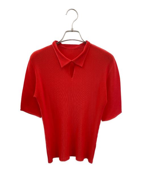 PLEATS PLEASE（プリーツプリーズ）PLEATS PLEASE (プリーツプリーズ) プリーツポロシャツ レッド サイズ:03の古着・服飾アイテム