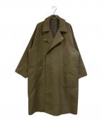 Adam et Ropeアダム エ ロペ）の古着「ソモウリバーロングコート」｜オリーブ