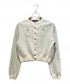 CABANキャバン）の古着「ドットジャカードクルーネックカーディガン」｜ホワイト