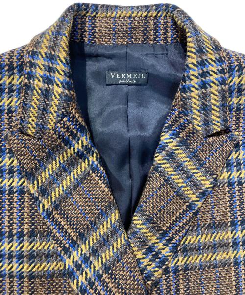 VERMEIL par iena（ヴェルメイユ パー イエナ）VERMEIL par iena (ヴェルメイユ パー イエナ) チェックWブレストベスト ブラウン サイズ:FREEの古着・服飾アイテム