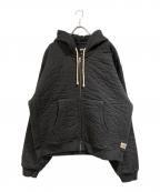 stussyステューシー）の古着「VERTICAL QUILTED ZIP HOODIE」｜ブラック