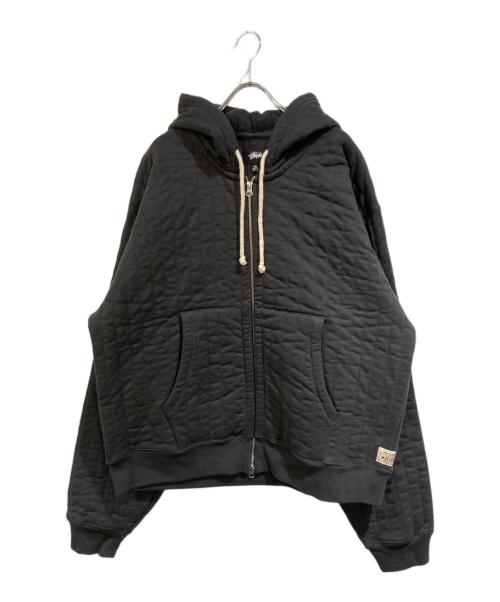 stussy（ステューシー）stussy (ステューシー) VERTICAL QUILTED ZIP HOODIE ブラック サイズ:ＸＸｌの古着・服飾アイテム