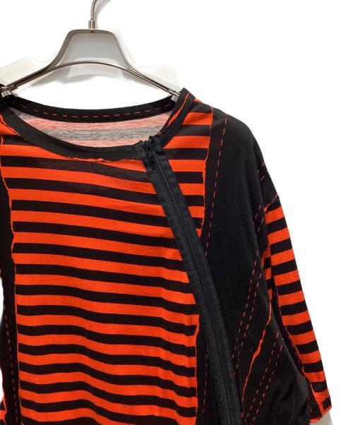 GROUND Y（グラウンドワイ）GROUND Y (グラウンドワイ) 変形ジップボーダーカットソー オレンジ サイズ:3の古着・服飾アイテム