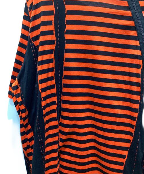 GROUND Y（グラウンドワイ）GROUND Y (グラウンドワイ) 変形ジップボーダーカットソー オレンジ サイズ:3の古着・服飾アイテム