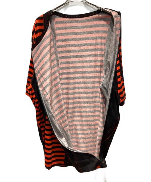 GROUND Y（グラウンドワイ）GROUND Y (グラウンドワイ) 変形ジップボーダーカットソー オレンジ サイズ:3の古着・服飾アイテム