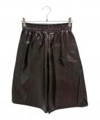 BOTTEGA VENETAボッテガベネタ）の古着「Shiny Leather Shorts pants シャイニーレザーショートパンツ/633445 VKLC0」｜ブラウン