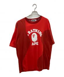 A BATHING APE（アベイシングエイプ）の古着「Cutting College Relaxed Fit Tee」｜レッド