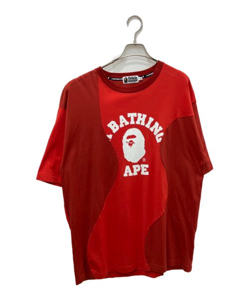 A BATHING APE（アベイシングエイプ）A BATHING APE (アベイシングエイプ) Cutting College Relaxed Fit Tee レッド サイズ:XLの古着・服飾アイテム