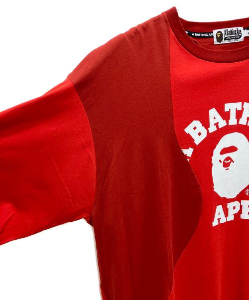 A BATHING APE（アベイシングエイプ）A BATHING APE (アベイシングエイプ) Cutting College Relaxed Fit Tee レッド サイズ:XLの古着・服飾アイテム