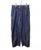 ticcaティッカ）の古着「ライトデニムタックワイドパンツ」｜インディゴ