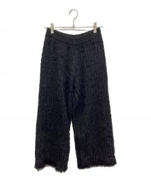 Ameri（アメリ）の古着「TWEED FRINGE KNIT PANTS ツイード フリンジ ニット パンツ」｜ブラック