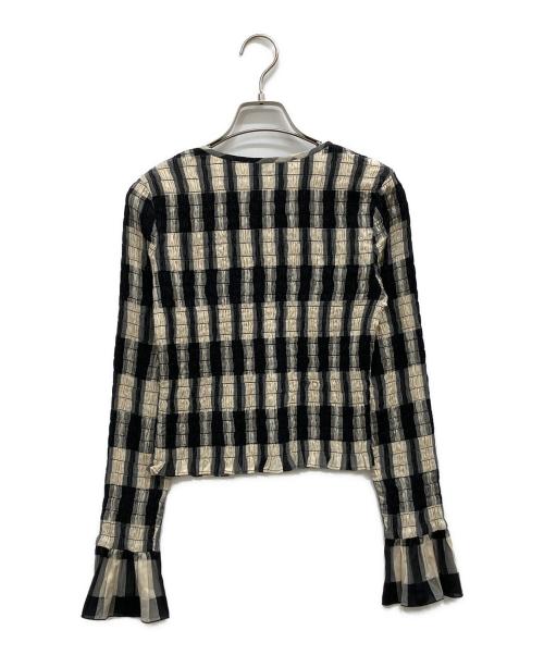 CLANE（クラネ）CLANE (クラネ) SHIRRING DESIGN BLOUSE ベージュ×ブラック サイズ:1の古着・服飾アイテム