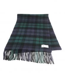 JOHNSTONS OF ELGIN（ジョンストンズオブエルガン）の古着「ブラックウォッチ カシミヤマフラー」｜ネイビー×グリーン