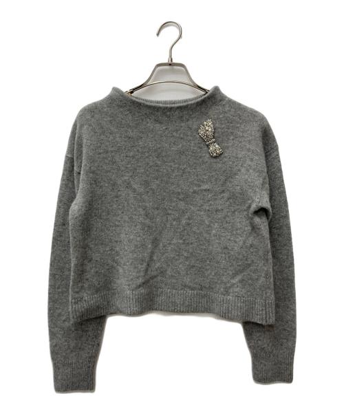 ANAYI（アナイ）ANAYI (アナイ) ウールカシミヤリボンビジュープルオーバー グレー サイズ:38の古着・服飾アイテム