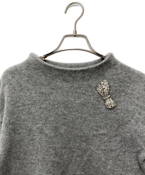 ANAYI（アナイ）ANAYI (アナイ) ウールカシミヤリボンビジュープルオーバー グレー サイズ:38の古着・服飾アイテム