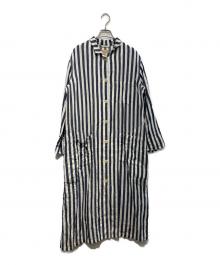 NIGEL CABOURN（ナイジェルケーボン）の古着「ストライプシャツワンピース　8038-08-00001」｜ネイビー×ホワイト