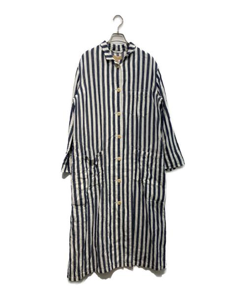 NIGEL CABOURN（ナイジェルケーボン）NIGEL CABOURN (ナイジェルケーボン) ストライプシャツワンピース　8038-08-00001 ネイビー×ホワイト サイズ:10の古着・服飾アイテム