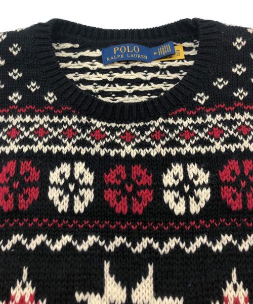 POLO RALPH LAUREN（ポロ・ラルフローレン）POLO RALPH LAUREN (ポロ・ラルフローレン) スノーフレーク コットンカシミヤ セーター ブラック サイズ:Mの古着・服飾アイテム
