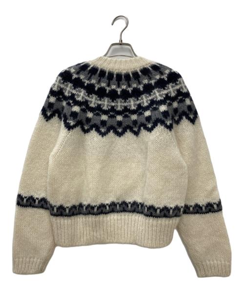 BATONER（バトナ―）BATONER (バトナ―) モヘヤノルディッククルーネックニット ホワイト×ネイビー サイズ:1の古着・服飾アイテム