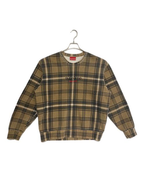 SUPREME（シュプリーム）SUPREME (シュプリーム) 21SS Plaid Crewneck ブラウン サイズ:Mの古着・服飾アイテム