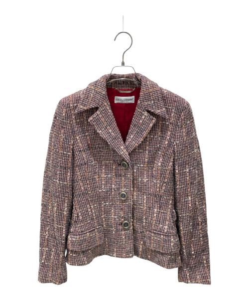 DOLCE & GABBANA（ドルチェ＆ガッバーナ）DOLCE & GABBANA (ドルチェ＆ガッバーナ) ツイードヴィンテージセットアップ レッド サイズ:40の古着・服飾アイテム