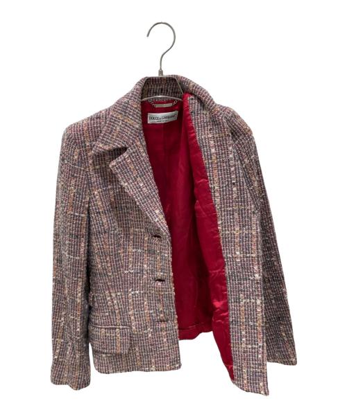 DOLCE & GABBANA（ドルチェ＆ガッバーナ）DOLCE & GABBANA (ドルチェ＆ガッバーナ) ツイードヴィンテージセットアップ レッド サイズ:40の古着・服飾アイテム