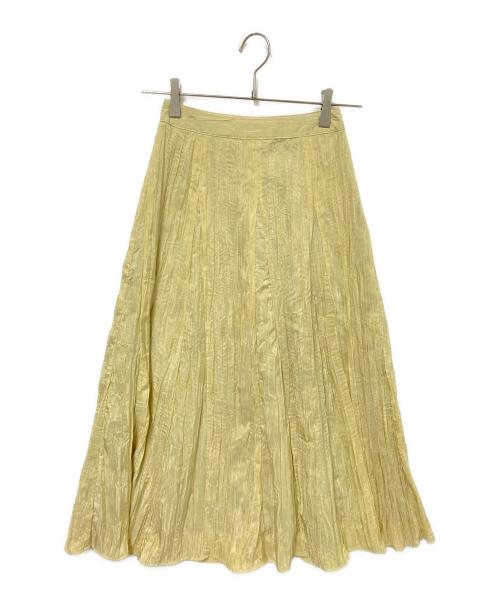 J.PRESS（ジェイプレス）J.PRESS (ジェイプレス) リンクルリッドフレアースカート イエロー サイズ:P3 未使用品の古着・服飾アイテム