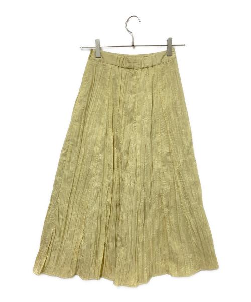 J.PRESS（ジェイプレス）J.PRESS (ジェイプレス) リンクルリッドフレアースカート イエロー サイズ:P3 未使用品の古着・服飾アイテム