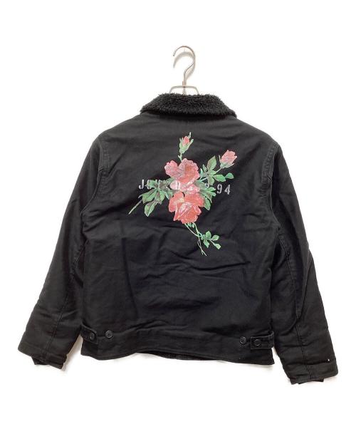 JohnUNDERCOVER（ジョンアンダーカバー）JohnUNDERCOVER (ジョンアンダーカバー) フラワープリントデッキジャケット ブラック サイズ:２の古着・服飾アイテム