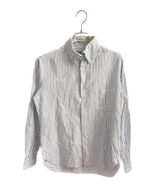 Yohji Yamamoto pour homme（ヨウジヤマモト プールオム）Yohji Yamamoto pour homme (ヨウジヤマモト プールオム) デタッチャブルカラー ストライプシャツ ブルー サイズ:2の古着・服飾アイテム