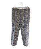 GUCCIグッチ）の古着「リネン混ウールチェックパンツ」｜ネイビー×ホワイト