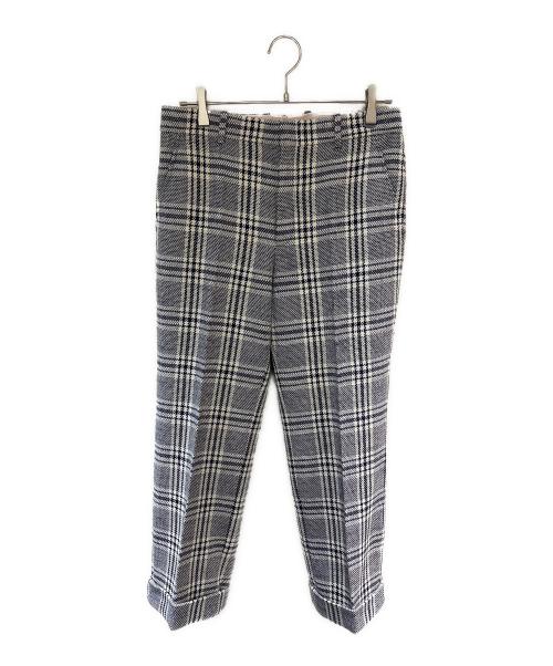 GUCCI（グッチ）GUCCI (グッチ) リネン混ウールチェックパンツ ネイビー×ホワイト サイズ:44の古着・服飾アイテム